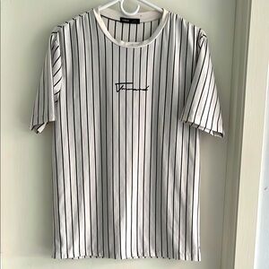 SHEIN Black and White Pinstripe Tee